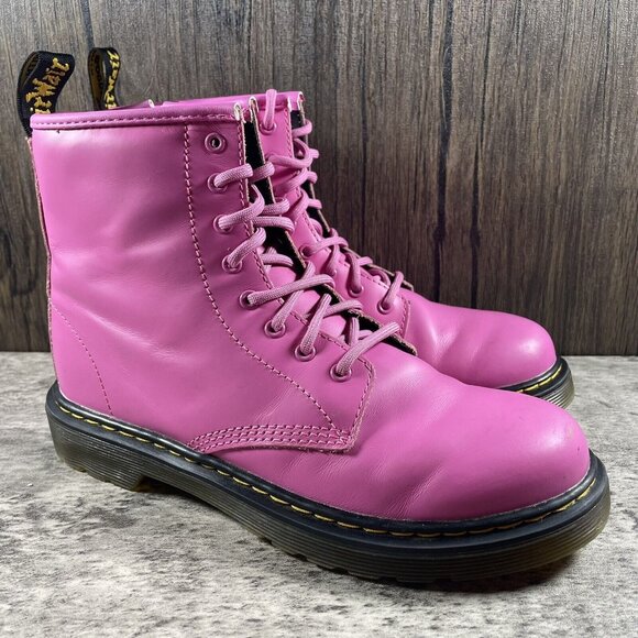 Dr Martens 1460 Pink Leather  8 Eye - Ankle Zip Up Boots Women’s Size 5 - Picture 2 of 10